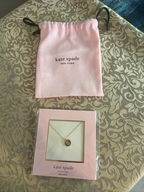 Kate Spade New York Pave Initial Mini Pendant Clear/Gold-S With Sack